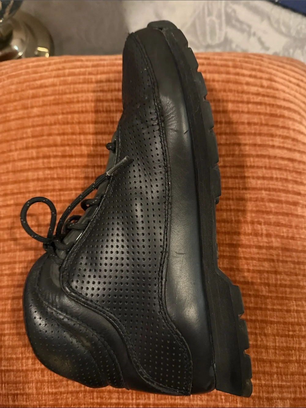 Timberland Black Perforated Lace-Up Leather Hiker Sneaker Boots Style 58096